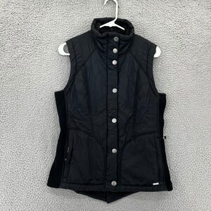 Prana Diva Vest Womens M Black Sherpa Lined Sleeveless Full Zip Snap 13180560